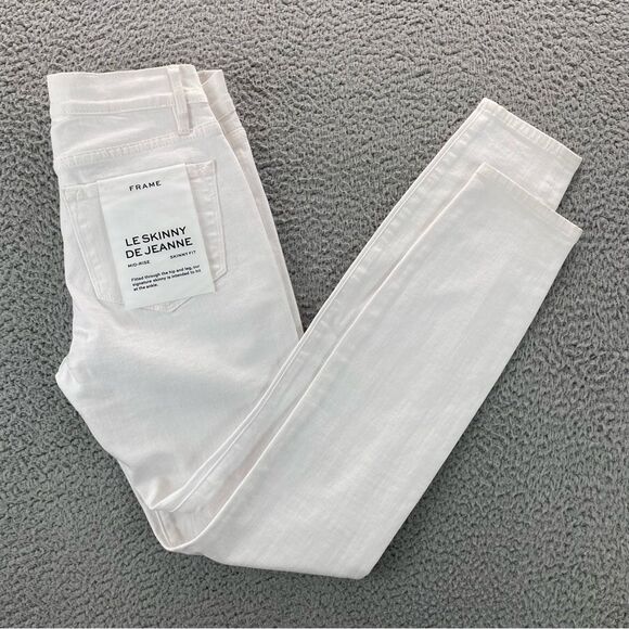 Frame Denim Le Skinny de Jeanne Women's White Mid-Rise Ankle Jeans | Size: 25 - Picture 6 of 16